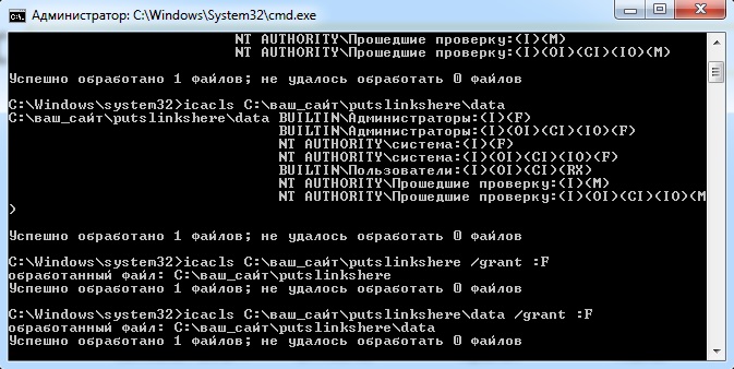 Задать права на папку в Open Server